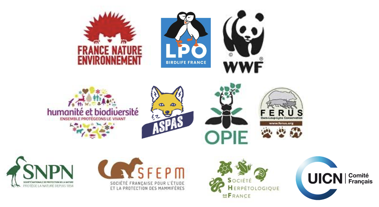 Les ONG signataires de la pétition pour sauver le loup
